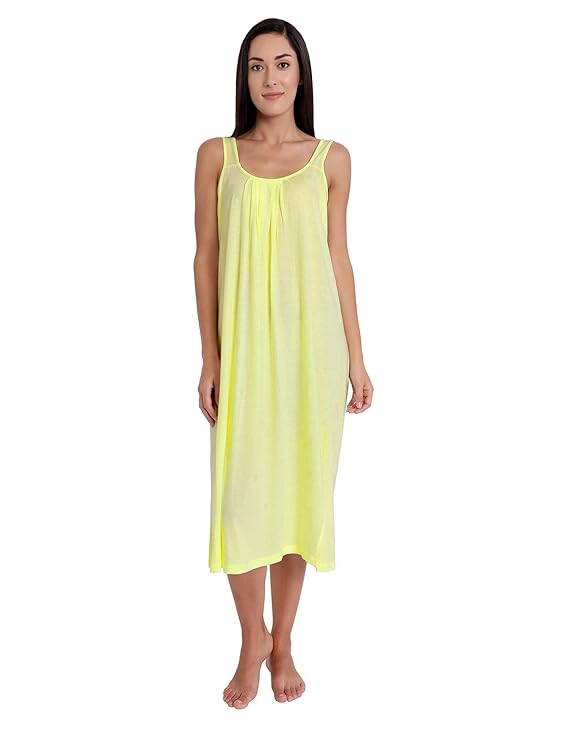 Cotton  Full Length Camisole In Lemon