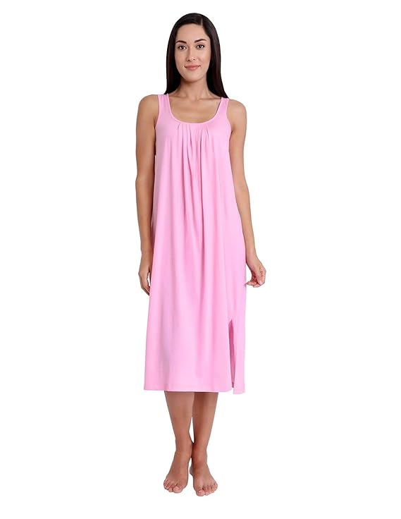 Cotton  Full Length Camisole In Pink