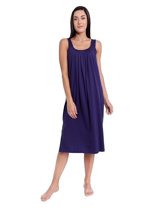 Cotton  Full Length Camisole In Purple