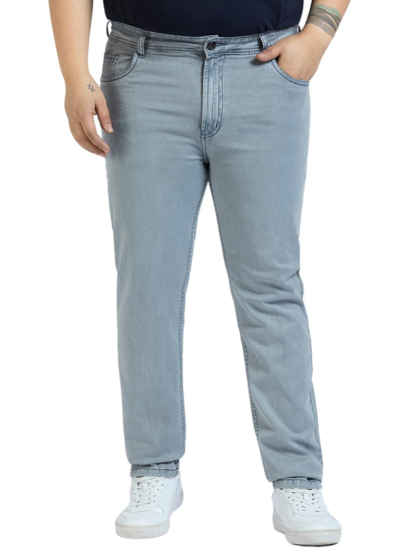 Men's Plus Size Denim Jeans In Light Gray