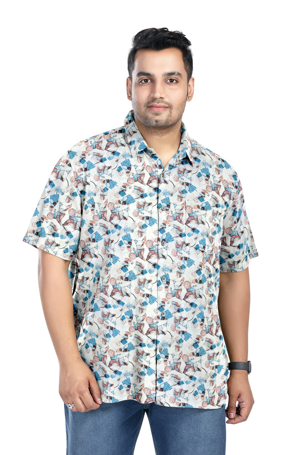 Men Plus Size Digital Printed Pure Cotton Shirts (D011)