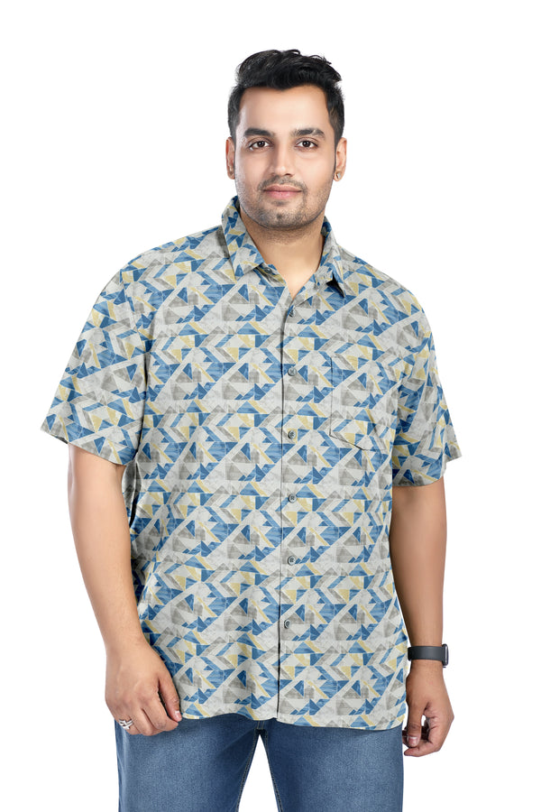 Men Plus Size Digital Printed Pure Cotton Shirts (D013)