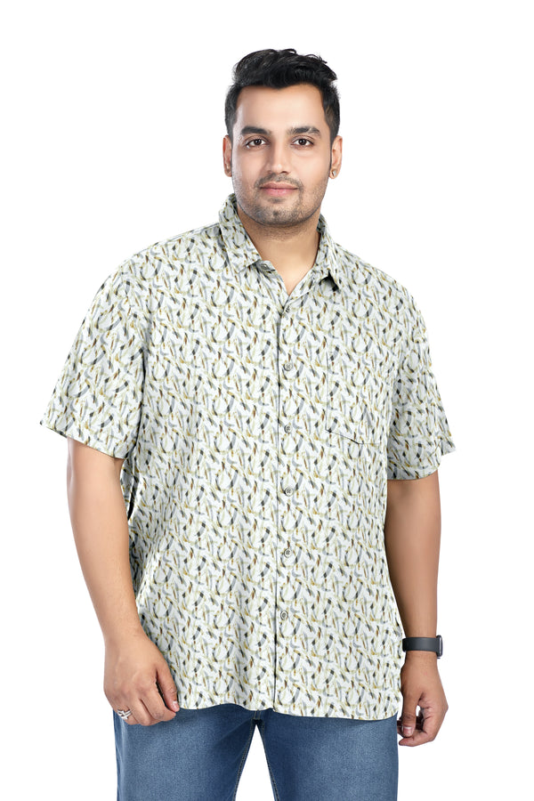 Men Plus Size Digital Printed Pure Cotton Shirts (D014)