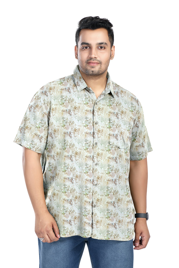 Men Plus Size Digital Printed Pure Cotton Shirts (D016)