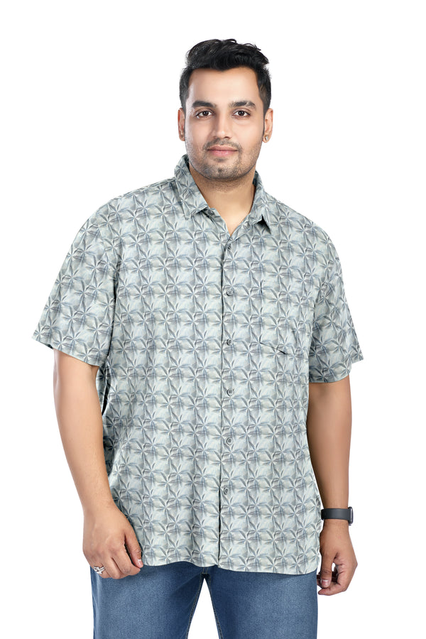 Men Plus Size Digital Printed Pure Cotton Shirts (D017)