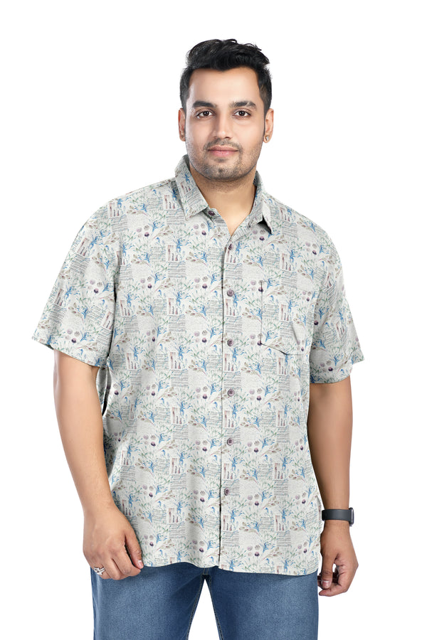 Men Plus Size Digital Printed Pure Cotton Shirts (D002)