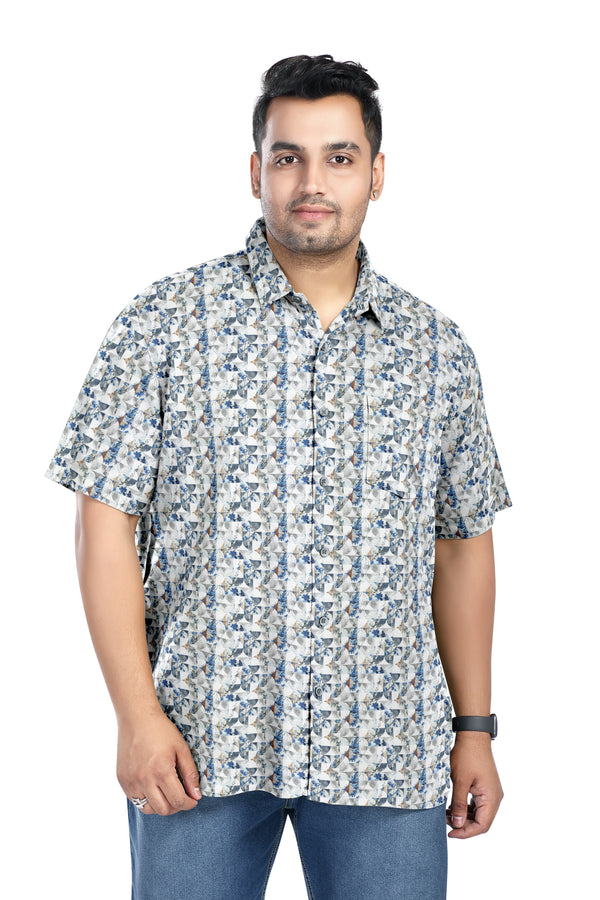 Men Plus Size Digital Printed Pure Cotton Shirts (D003)