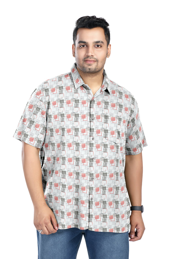 Men Plus Size Digital Printed Pure Cotton Shirts (D004)