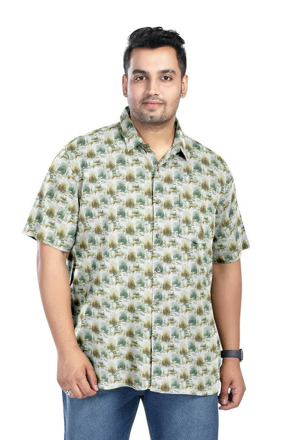 Men Plus Size Digital Printed Pure Cotton Shirts (D006)