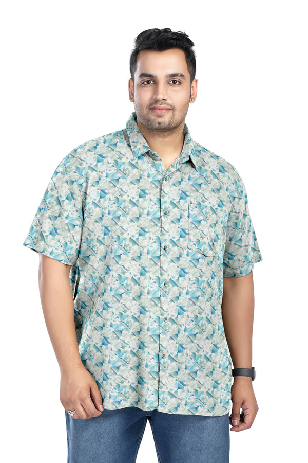 Men Plus Size Digital Printed Pure Cotton Shirts (D007)