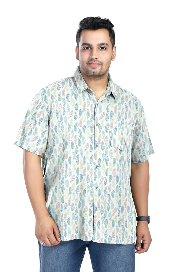 Men Plus Size Digital Printed Pure Cotton Shirts (D009)