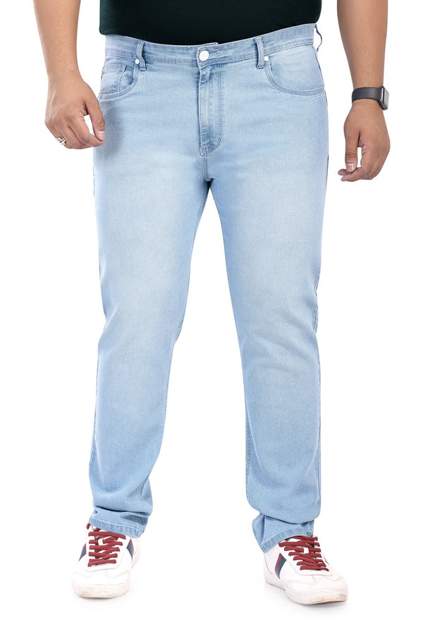 Men's Relaxed Plus Size Denim Jeans In Light Blue