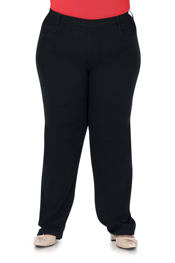 Women - High Waist, Wide Leg  Plus Size Joggers - Denim Jeans in Black