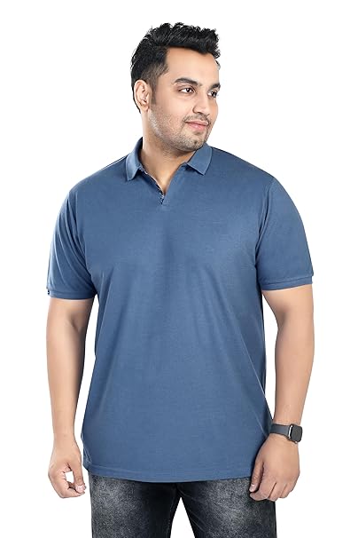 Men's Regular Fit Plus Size Polo T-shirts in Blue