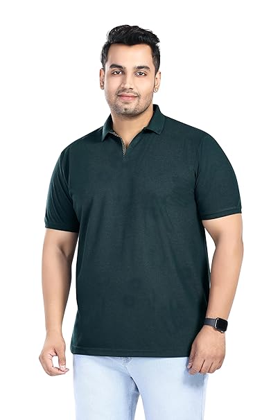 Men's Regular Fit Plus Size Polo T-shirts in Dark Green