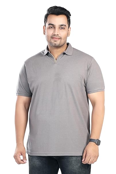 Men's Regular Fit Plus Size Polo T-shirts in Grey